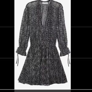 Anine Bing Xs S L Elliana silk dress green zebra